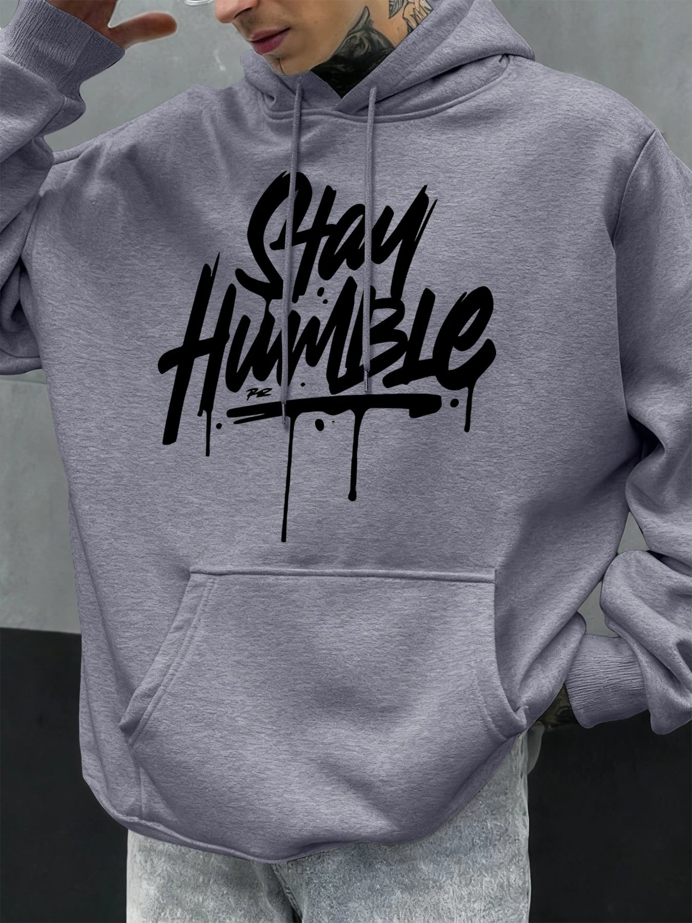 Stay Humble Eye-Catching Printed Men Y2K Hoody Hip Hop Fleece Fashion Hoodie Oversized Streetwear Autumn Casual Soft Hoodies