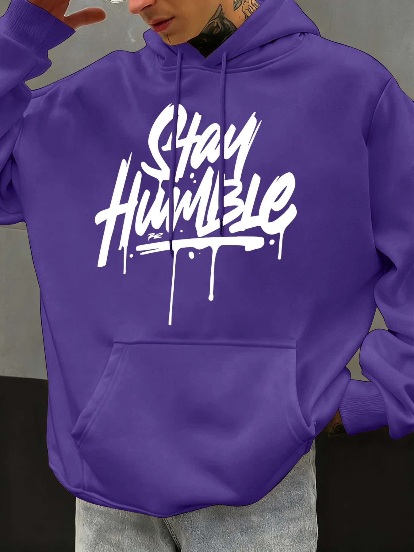 Stay Humble Eye-Catching Printed Men Y2K Hoody Hip Hop Fleece Fashion Hoodie Oversized Streetwear Autumn Casual Soft Hoodies