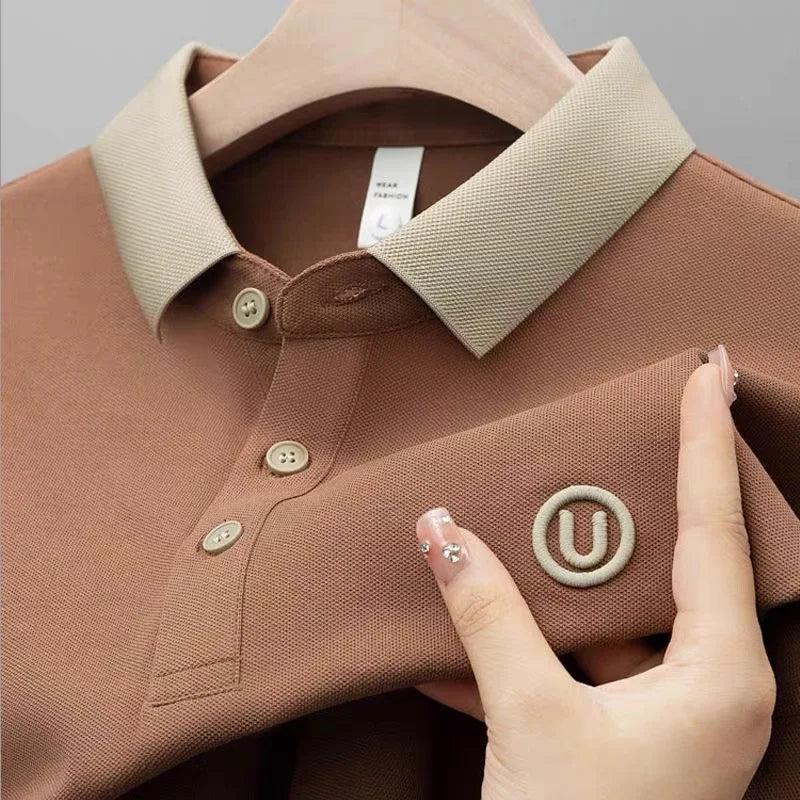 High quality short sleeve men's POLO shirt 2024 summer fashionable new gold thread embroidery top breathable casual T-shirt