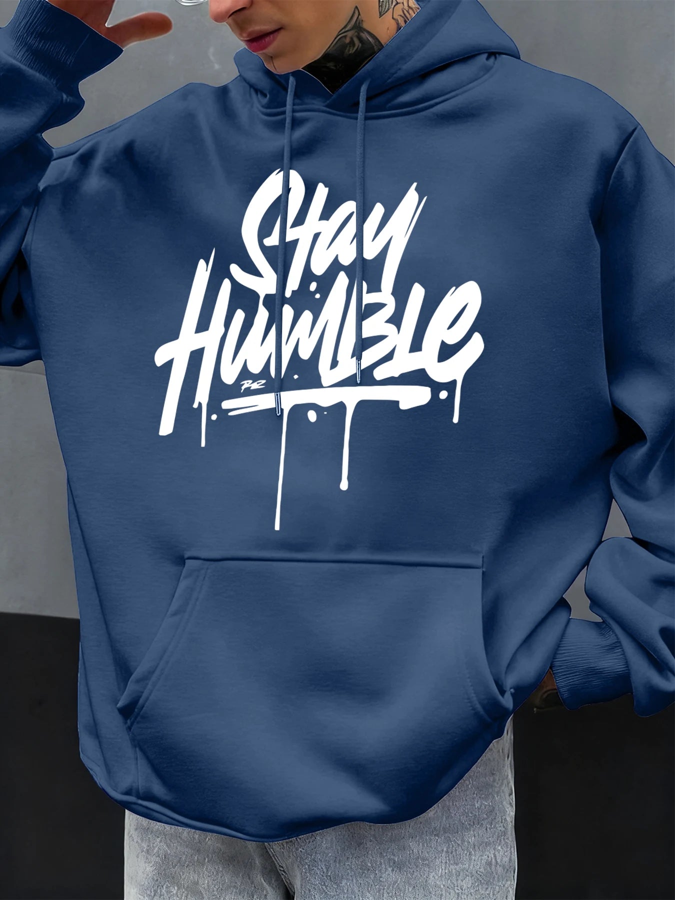 Stay Humble Eye-Catching Printed Men Y2K Hoody Hip Hop Fleece Fashion Hoodie Oversized Streetwear Autumn Casual Soft Hoodies