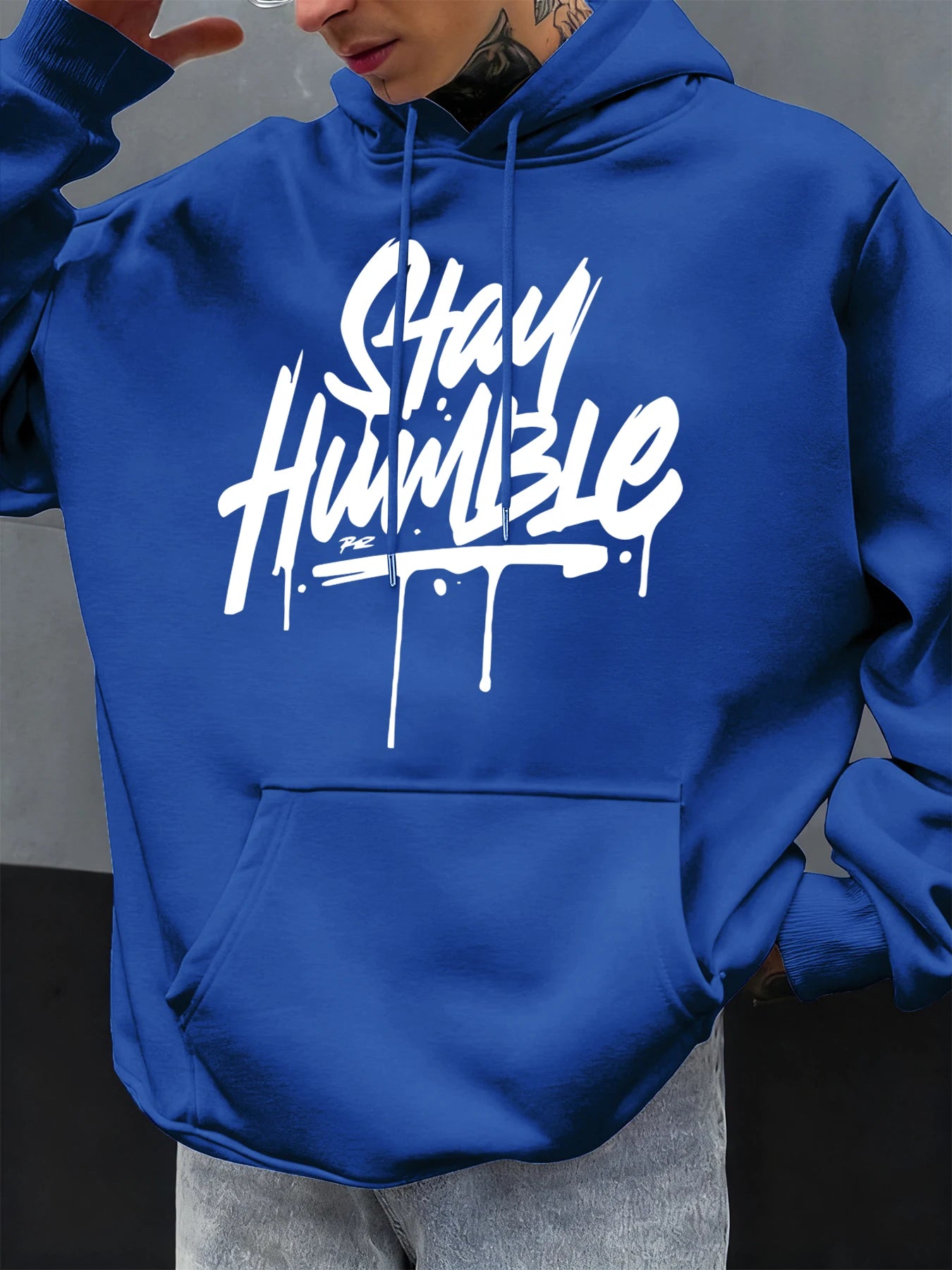 Stay Humble Eye-Catching Printed Men Y2K Hoody Hip Hop Fleece Fashion Hoodie Oversized Streetwear Autumn Casual Soft Hoodies
