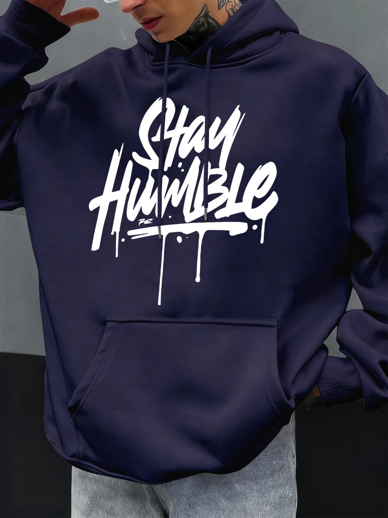 Stay Humble Eye-Catching Printed Men Y2K Hoody Hip Hop Fleece Fashion Hoodie Oversized Streetwear Autumn Casual Soft Hoodies