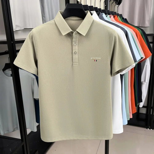 Fashion new letter embroidery short sleeve polo shirt men's luxury brand lapel T-shirt summer breathable Korean style casual top