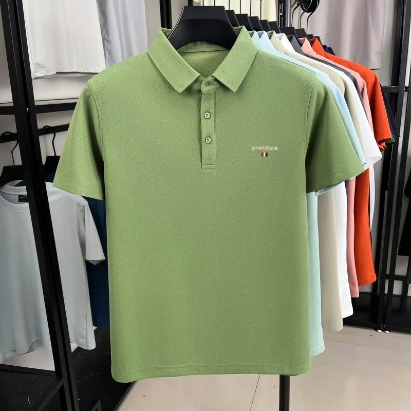 Fashion new letter embroidery short sleeve polo shirt men's luxury brand lapel T-shirt summer breathable Korean style casual top